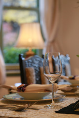 Tableware on the table of the room