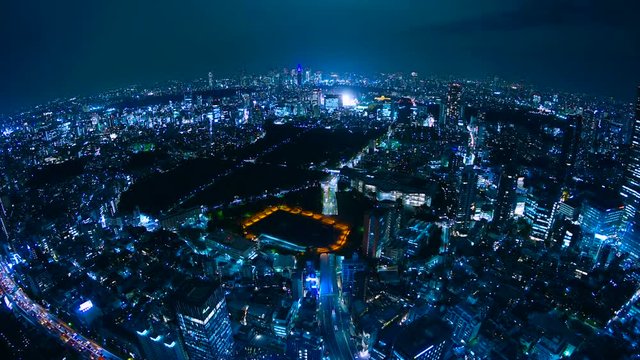 東京　夜景　タイムラプス　擬似空撮風撮影　4k