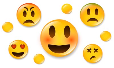 yellow emoticons in social media concept design on white vector illustration