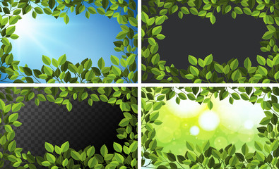 Background templates with green leaves