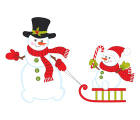 Vector Cute Cartoon Snowmen. Vector snowmen 