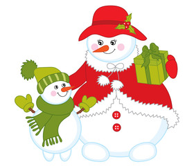 Vector Cute Cartoon Snowmen. Vector snowmen 