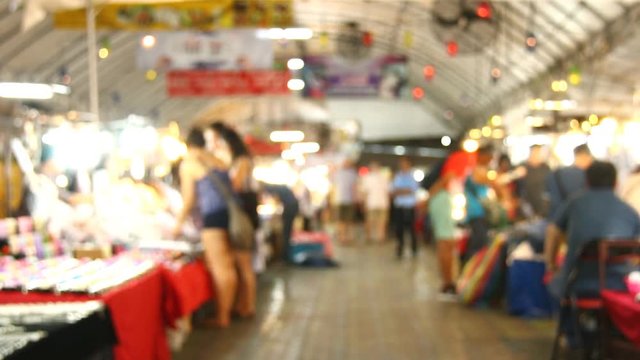 Blurred night market in chiangmai Thailand