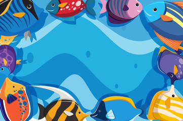 Fototapeta na wymiar Underwater theme background with fish