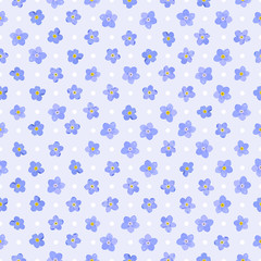 Seamless floral pattern with forget-me-not flowers. Eps 8 vector illustration.
