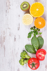 Fruits and vegetables containing vitamin C, fiber and minerals, strengthening immunity and healthy eating