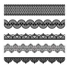 Set of lace trims. Elements can also be used as Illustrator brushes. EPS 8 vector. - 180666397
