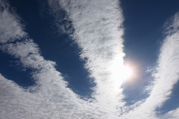 青空と雲と太陽「雲の風景」（様々な運命、運命の分かれ目、