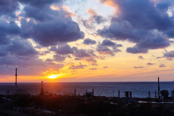 Fototapeta na wymiar bright sunset with clouds