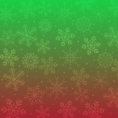 Naklejka na ściany i meble Christmas color vector and illustration background, green and red color with snowflakes pattern for Christmas and new year concept