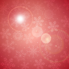 Red color vector and illustration Christmas background with snowflakes and flare light pattern for Christmas and New year copy space and background 