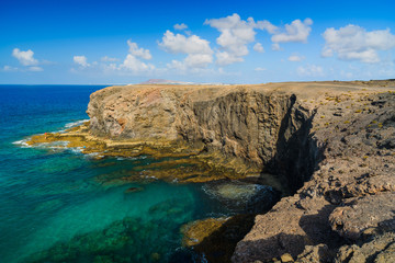 Stunning views of the coast of Papagayo. Lanzarote. Canary Islands. Spain