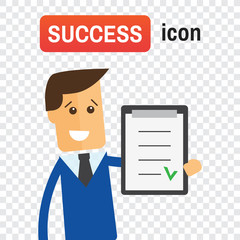 Happy businessman with checklist. Successful business concept.