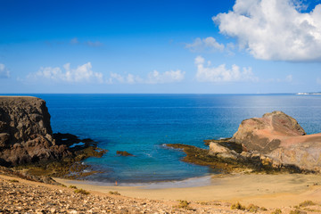 Incredible views of the beach of Papagayo. Lanzarote. Canary Islands. Spain