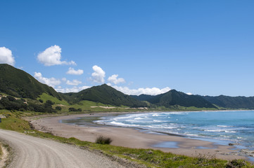 Naklejka premium Stunning bay along the East Cape Road on the north island of New Zealand. 