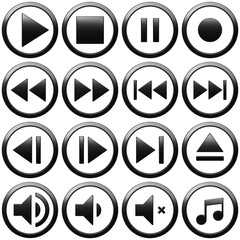 Play icons set black