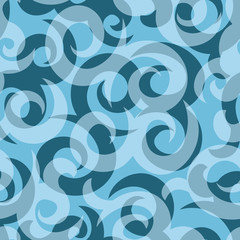Seamless pattern with frosty swirls, stylized steam or water