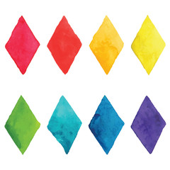Set of watercolor rhombus
