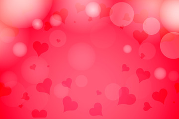 Happy Valentine's Day hearts bokeh blurred on a red pink background sale card. Vector illustration EPS 10