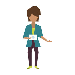 Woman with tablet icon vector illustration graphic design