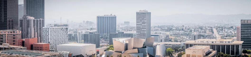 Foto op Plexiglas Los Angeles Wolkenkrabbers van het centrum van Los Angeles. Luchtfoto van het zakencentrum van de stad