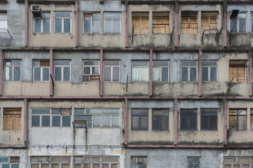 Abandoned residential building in Hong Kong city