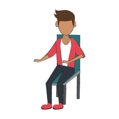 Obraz premium Young man sitting on chair icon vector illustration graphic design