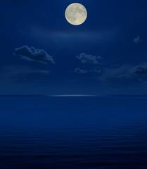 Fototapeta na wymiar full moon in night over sea