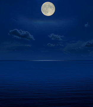 full moon in night over sea