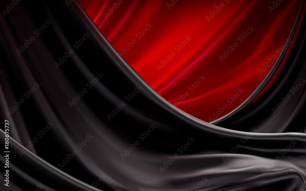 Wall mural Luxury black and red satin