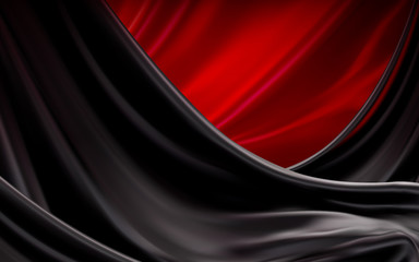 Luxury black and red satin
