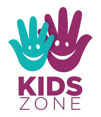 Kid zone playground or children education calssroom vector letters hands smile icon