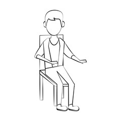 Young man sitting on chair icon vector illustration graphic design