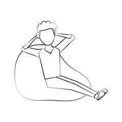 Young man sitting on bean bag icon vector illustration graphic design