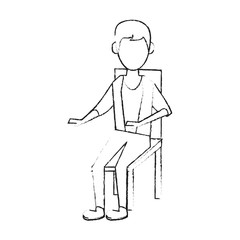 Young man sitting on chair icon vector illustration graphic design