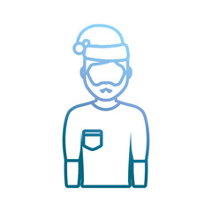 avatar man with christmas hat icon over white background vector illustration