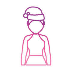 avatar woman with christmas hat icon over white background vector illustration