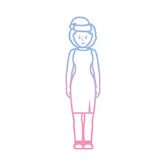 woman stading with christmas hat icon over white background vector illustration