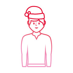 cartoon man with christmas hat icon over white background vector illustration
