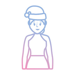 cartoon woman with christmas hat icon over white background vector illustration