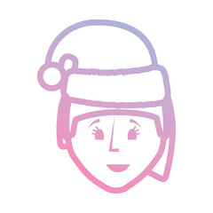 cartoon woman with christmas hat icon over white background vector illustration