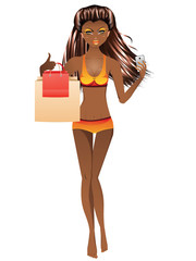 Afro American Girl in Swimsuit