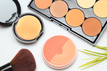 Makeup products  on white background