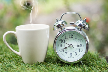 Retro Clock with cup of coffee