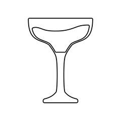 flat line  uncolored  glass of champagne over white background  vector illustration