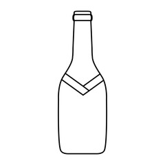 flat line  uncolored bottle  of champagne over white background  vector illustration