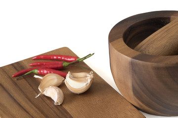 Top view of preparation of food in the kitchen