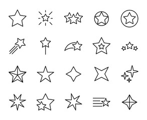 Premium set of star line icons.