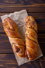 Closeup two homemade cinnamon bun