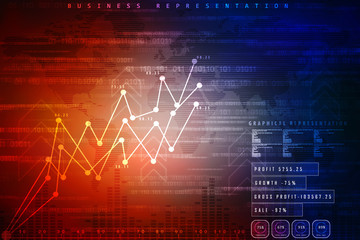 2d rendering Stock market online business concept. business Graph 